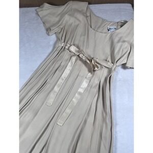 Vintage Jeffrey & Dara Jumpsuit Womens 12 Beige Pleated Wide Leg Formal Party